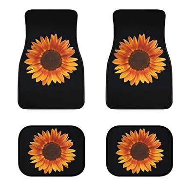 Butterfly mustade auto põrandamattide komplekt eesmiste ja tagumiste vooderdiste jaoks, Universal Fit vaipkattega põrandamattide komplekt 4 tk maasturitele, kaubikutele, sedaanidele