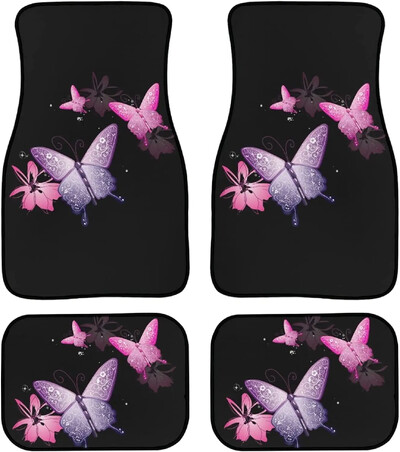 STUOARTE Pink Bling Print divatos autós padlószőnyegek kisteherautó SUV-okhoz, 4 darab univerzálisan illeszkedő első és hátsó padlóbetét