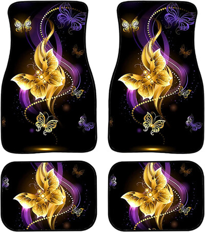 STUOARTE Pink Bling Print divatos autós padlószőnyegek kisteherautó SUV-okhoz, 4 darab univerzálisan illeszkedő első és hátsó padlóbetét