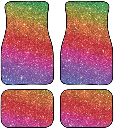 STUOARTE Pink Bling Print divatos autós padlószőnyegek kisteherautó SUV-okhoz, 4 darab univerzálisan illeszkedő első és hátsó padlóbetét