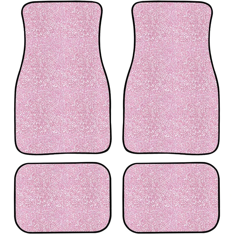 STUOARTE Pink Bling Print divatos autós padlószőnyegek kisteherautó SUV-okhoz, 4 darab univerzálisan illeszkedő első és hátsó padlóbetét