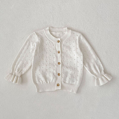 2024 Νέα φθινοπωρινή ζακέτα πλεξίματος για μωρό κοριτσάκι, μακρυμάνικη μονόχρωμη πλεκτή παλτό με λαιμόκοψη σε V νεογέννητο πουλόβερ για κοριτσάκια