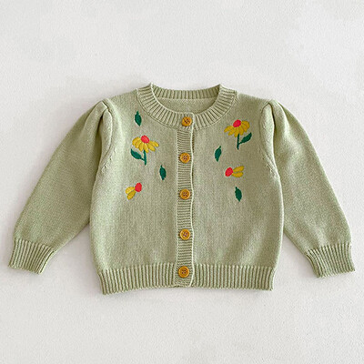 2024 Νέα φθινοπωρινή ζακέτα πλεξίματος για μωρό κοριτσάκι, μακρυμάνικη μονόχρωμη πλεκτή παλτό με λαιμόκοψη σε V νεογέννητο πουλόβερ για κοριτσάκια