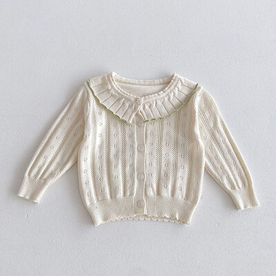 2024 Νέα φθινοπωρινή ζακέτα πλεξίματος για μωρό κοριτσάκι, μακρυμάνικη μονόχρωμη πλεκτή παλτό με λαιμόκοψη σε V νεογέννητο πουλόβερ για κοριτσάκια