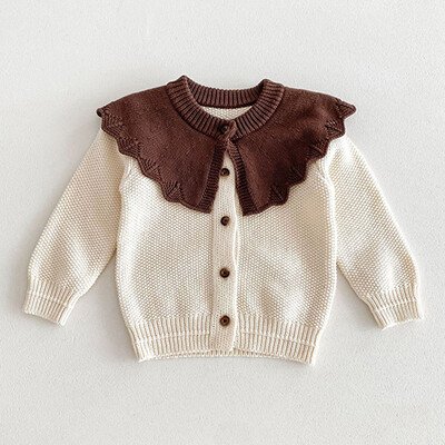 2024 Νέα φθινοπωρινή ζακέτα πλεξίματος για μωρό κοριτσάκι, μακρυμάνικη μονόχρωμη πλεκτή παλτό με λαιμόκοψη σε V νεογέννητο πουλόβερ για κοριτσάκια