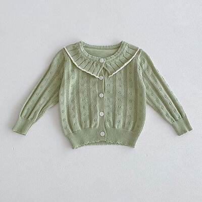 2024 Νέα φθινοπωρινή ζακέτα πλεξίματος για μωρό κοριτσάκι, μακρυμάνικη μονόχρωμη πλεκτή παλτό με λαιμόκοψη σε V νεογέννητο πουλόβερ για κοριτσάκια