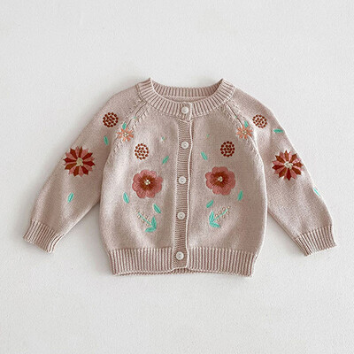 2024 Νέα φθινοπωρινή ζακέτα πλεξίματος για μωρό κοριτσάκι, μακρυμάνικη μονόχρωμη πλεκτή παλτό με λαιμόκοψη σε V νεογέννητο πουλόβερ για κοριτσάκια