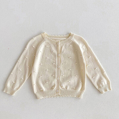 2024 Νέα φθινοπωρινή ζακέτα πλεξίματος για μωρό κοριτσάκι, μακρυμάνικη μονόχρωμη πλεκτή παλτό με λαιμόκοψη σε V νεογέννητο πουλόβερ για κοριτσάκια