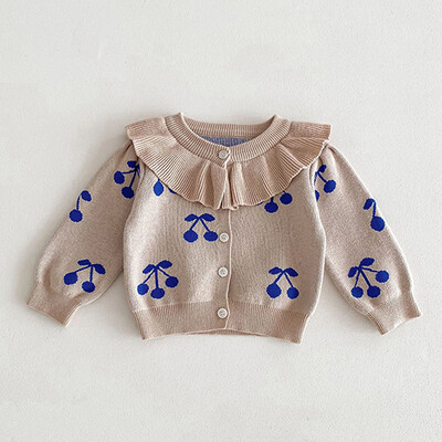 2024 Νέα φθινοπωρινή ζακέτα πλεξίματος για μωρό κοριτσάκι, μακρυμάνικη μονόχρωμη πλεκτή παλτό με λαιμόκοψη σε V νεογέννητο πουλόβερ για κοριτσάκια