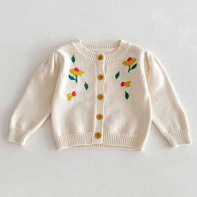 2024 Νέα φθινοπωρινή ζακέτα πλεξίματος για μωρό κοριτσάκι, μακρυμάνικη μονόχρωμη πλεκτή παλτό με λαιμόκοψη σε V νεογέννητο πουλόβερ για κοριτσάκια