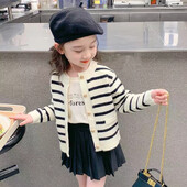 Νεογέννητο παλτό πουλόβερ για κορίτσια 2024 Φθινοπωρινή χειμερινή μόδα Ριγέ Κοριτσίστικα πλεκτά παλτό ζακέτα Εξωτερικά ρούχα για νήπια