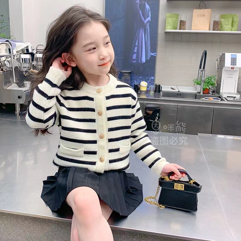 Νεογέννητο παλτό πουλόβερ για κορίτσια 2024 Φθινοπωρινή χειμερινή μόδα Ριγέ Κοριτσίστικα πλεκτά παλτό ζακέτα Εξωτερικά ρούχα για νήπια