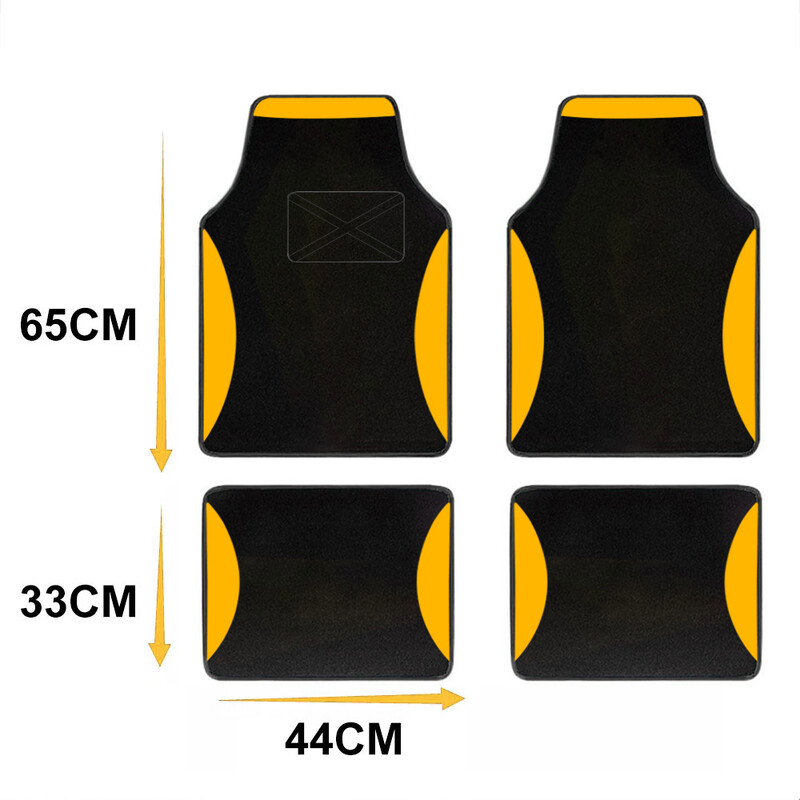 Automobilių grindų kilimėliai Universalus pilnas komplektas 4vnt geltoni apsauginiai kilimėliai Automobiliniai kilimėliai