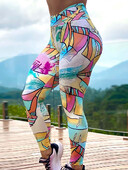 Naised Suured Elastsed Uued Maalid Prindi Retuusid kõrge vöökohaga säärised Fitness Jeggings Spordi sukkpüksid Jooksupüksid