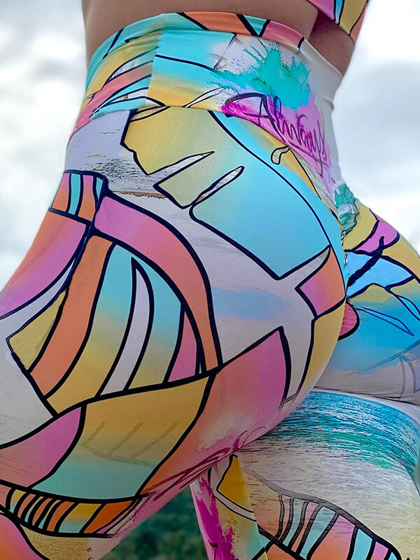 Femei mari dimensiuni elastice picturi noi jambiere imprimate cu talie înaltă jambiere fitness jeggings sport colanți pantaloni alergare