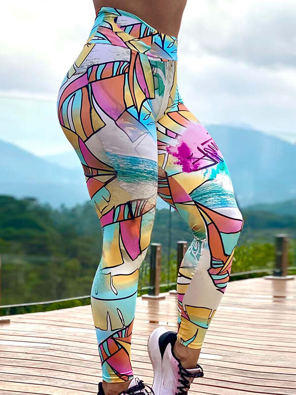 Femei mari dimensiuni elastice picturi noi jambiere imprimate cu talie înaltă jambiere fitness jeggings sport colanți pantaloni alergare