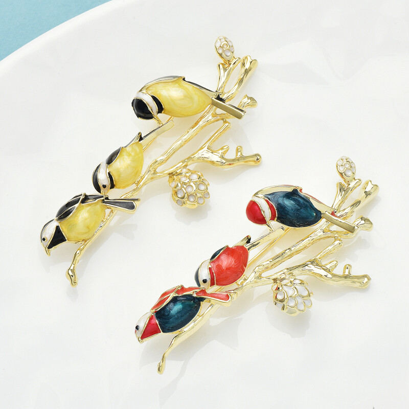 Wuli&baby Calitate Email Păsări Pe Ramă Broșă Pin Bijuterii Moda Cadou Pentru Costum
