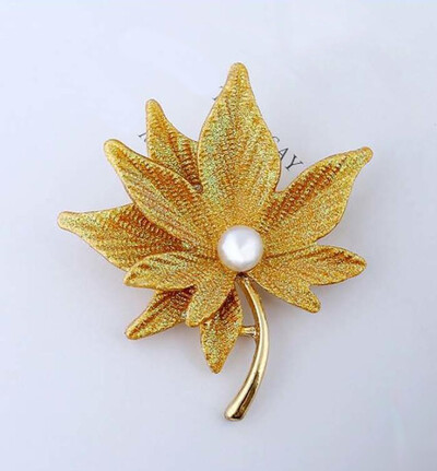 Πολυτελείς, γυαλιστερές, κρυστάλλινες καρφίτσες με φύλλα σφενδάμου για γυναίκες, μαργαριτάρι φυτά, σήματα πέτο Καρφίτσα στερέωσης για κορίτσια, ρούχα, κοσμήματα