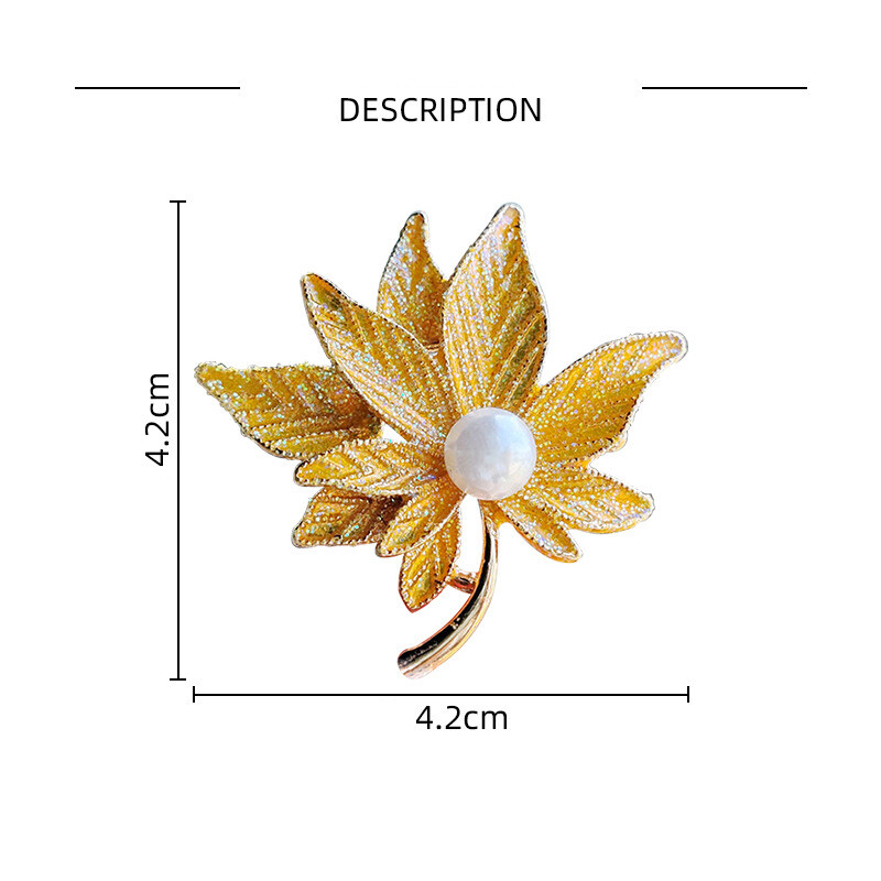 Πολυτελείς, γυαλιστερές, κρυστάλλινες καρφίτσες με φύλλα σφενδάμου για γυναίκες, μαργαριτάρι φυτά, σήματα πέτο Καρφίτσα στερέωσης για κορίτσια, ρούχα, κοσμήματα