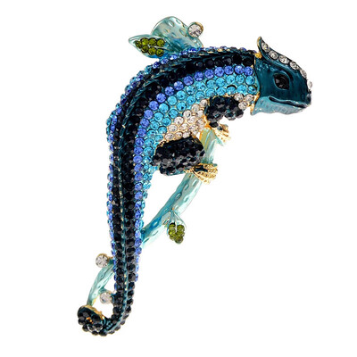 Vintage Brwon șopârlă Gecko Animal pandantiv Broșă Pin Strass Cristal Cadouri
