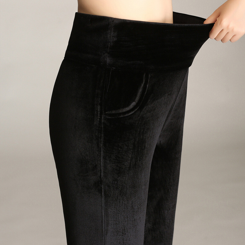 Winter Plus Velvet Skinny κολάν Γυναικείο ζεστό βελούδινο παντελόνι Plus μέγεθος 5xl Ψηλόμεση ελαστικό μασίφ παντελόνι casual μαύρο μπλε