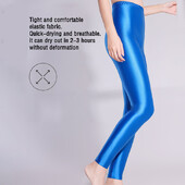 Γυαλιστερό γυαλιστερό ψηλόμεσο κολάν γυναικείο σατέν κολάν γυμναστικής για τρέξιμο Παντελόνι γιόγκα στενό πάτο