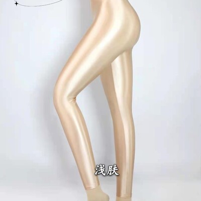 Γυαλιστερό γυαλιστερό ψηλόμεσο κολάν γυναικείο σατέν κολάν γυμναστικής για τρέξιμο Παντελόνι γιόγκα στενό πάτο