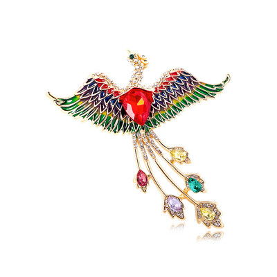 Jauna retro fēniksa strass piespraude modes spīdīgs kristāls dzīvnieku piespraudes vīriešu un sieviešu apģērbu soma aksesuāri rotaslietas dāvana
