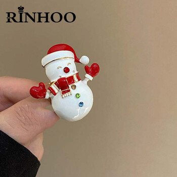 Rinhoo New Trendy Enamel Crystal Christmas Tree Брошка за жени Игли Коледа Нова година Коледен подарък Бижута