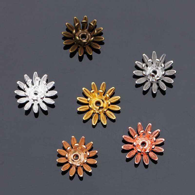 Mibrow 20db/tétel 6 szín 10mm réz virággyöngysapkák virág filigrán laza távtartó gyöngyvég sapkák barkács ékszerkészítéshez