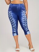 Nagyméretű Allover Print Skinny Leggings Alkalmi mindennapi Rugalmas Capris Leggings Női Nagy méretű Ruházat