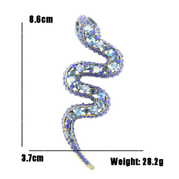 Винтидж сплав, инкрустиран с диаманти, брошка във формата на змия, издълбана емблема на усойница, питон, аксесоари за мъжки и дамски дрехи