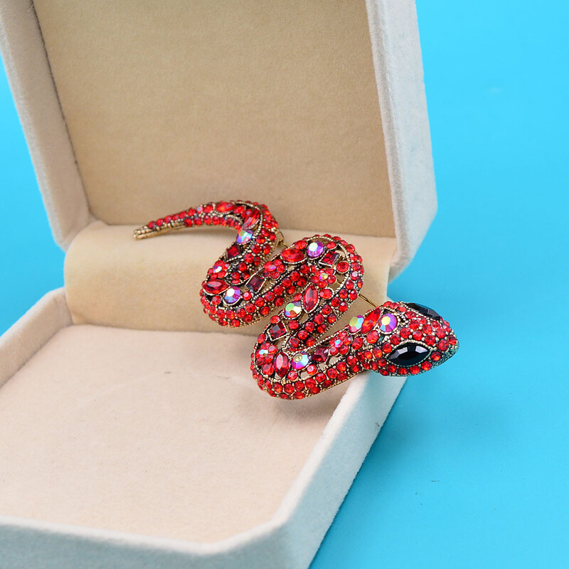 Vintage κράμα ένθετο με διαμάντια καρφίτσα σε σχήμα φιδιού με κούφια Έμβλημα Viper Python Αξεσουάρ για ανδρικά και γυναικεία ρούχα