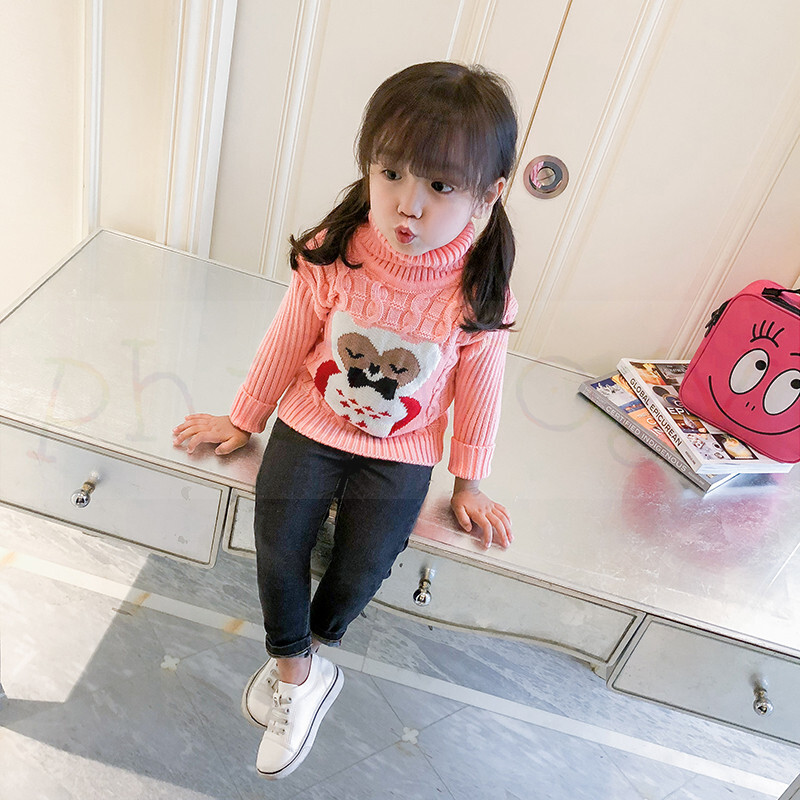 PHILOLOGY 2T-8T μοτίβο κουκουβάγιας χειμώνα αγόρι κορίτσι παιδί παχύ Πλεκτό πουκάμισο με ζιβάγκο πουλόβερ με ψηλό γιακά πουλόβερ