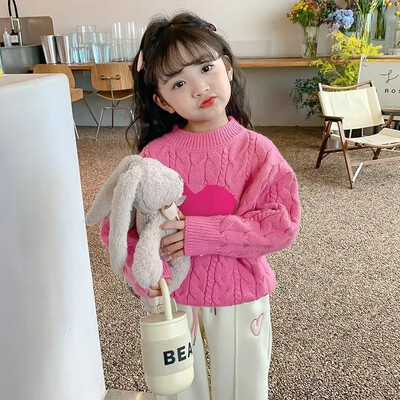 Pulover elegant tricotat pentru fete 2023, primăvară, toamnă, stil coreean, îmbrăcăminte pentru copii, top cu gât turnu, pentru copii