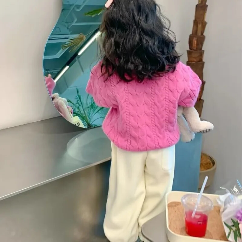 Pulover elegant tricotat pentru fete 2023, primăvară, toamnă, stil coreean, îmbrăcăminte pentru copii, top cu gât turnu, pentru copii