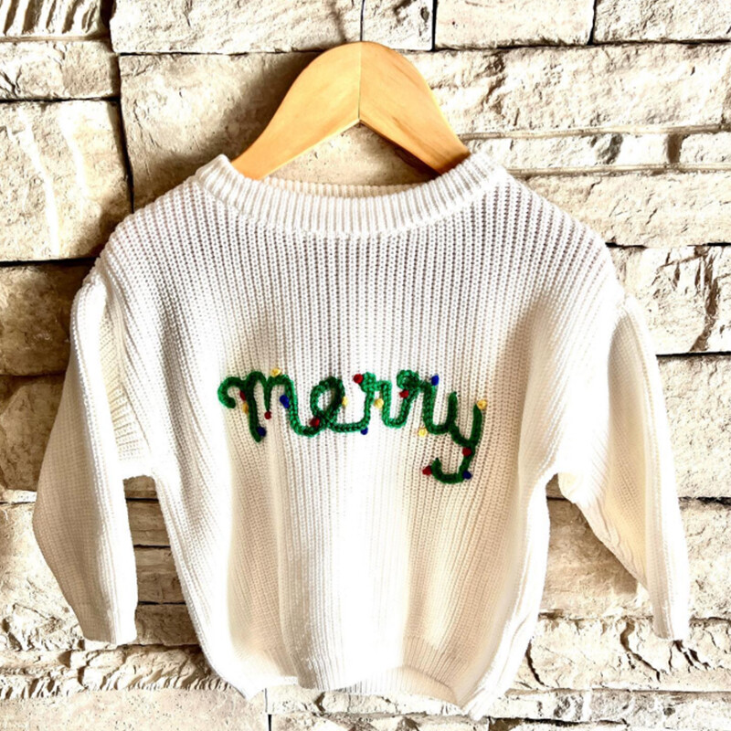 FOCUSNORM 0-3Y Lovely Baby Boys Lányok karácsonyi pulóver 3 színű karácsonyfák betűs hímzés, nyakú, hosszú ujjú pulóver felső