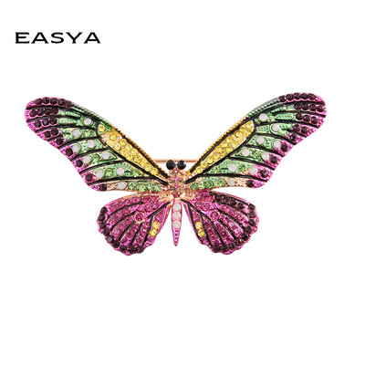 EASYA Broșă fluture cu stras strălucitor Pin Broșă cu insecte cu smalț de cristal pentru femei Accesorii pentru haine Bijuterii