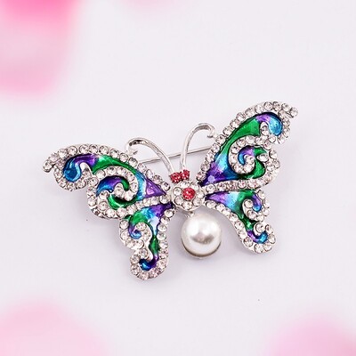 EASYA Broșă fluture cu stras strălucitor Pin Broșă cu insecte cu smalț de cristal pentru femei Accesorii pentru haine Bijuterii