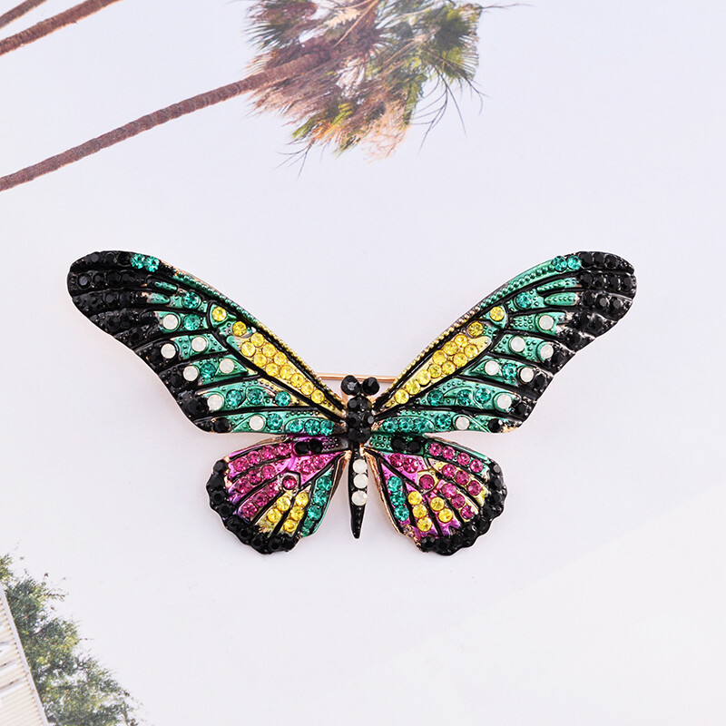 EASYA Broșă fluture cu stras strălucitor Pin Broșă cu insecte cu smalț de cristal pentru femei Accesorii pentru haine Bijuterii