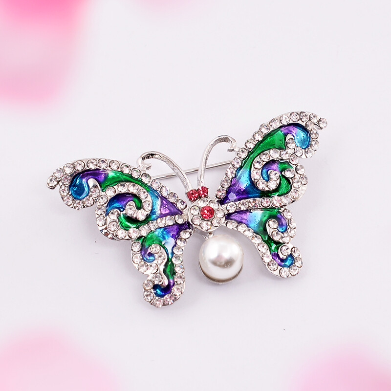 EASYA Broșă fluture cu stras strălucitor Pin Broșă cu insecte cu smalț de cristal pentru femei Accesorii pentru haine Bijuterii