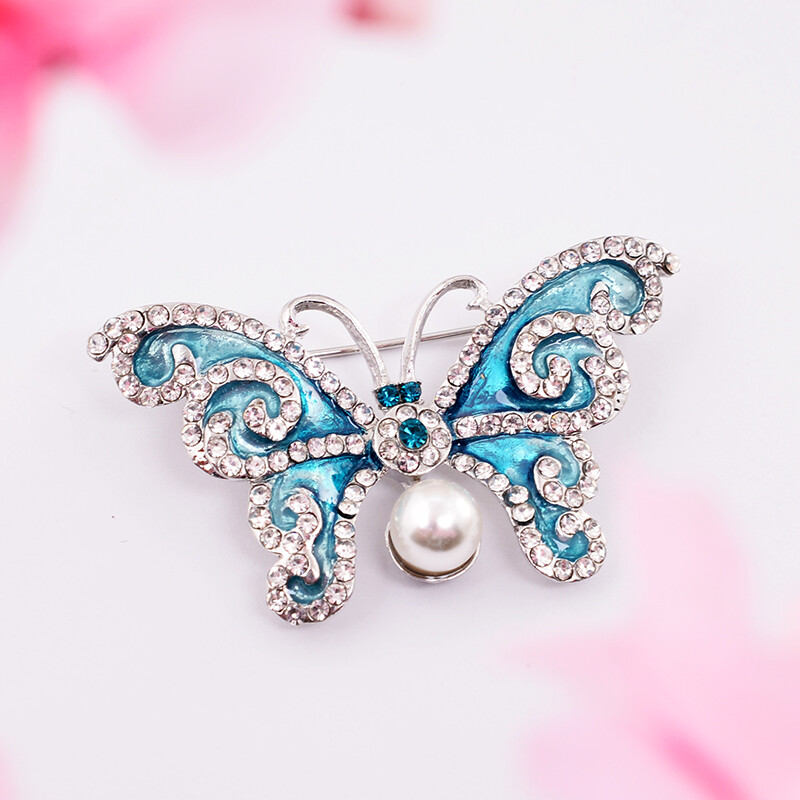 EASYA Broșă fluture cu stras strălucitor Pin Broșă cu insecte cu smalț de cristal pentru femei Accesorii pentru haine Bijuterii