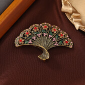 Női Férfi Vintage Klasszikus Legyező Fém melltűk Tűk Divat Uniszex Retro Kristály Ősi arany színű Kabát Ruházat Jelvények Ékszerek