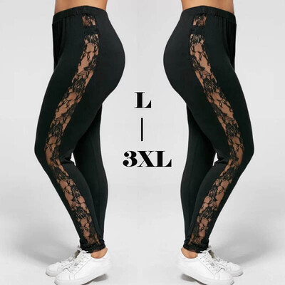 3XL XXL Plus Size Dantela Talie înaltă Fitness Leggings Femei Hollow Out Yoga Pantaloni Gym Workout Sport Pantaloni