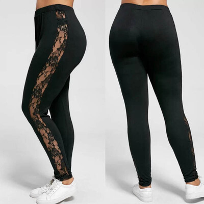 3XL XXL Nagy méretű csipke magas derekú fitnesz leggings női holllow out jóga nadrág edzőterem edzés sport nadrág