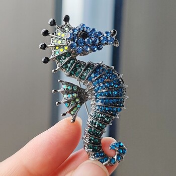 Fashion Creative Καρφίτσες Seahorse Rhinestone για Άντρες Γυναικείες Πολλαπλές Χρώματα Marine Animal καρφίτσα καρφίτσα Ευέλικτα αξεσουάρ Δώρα