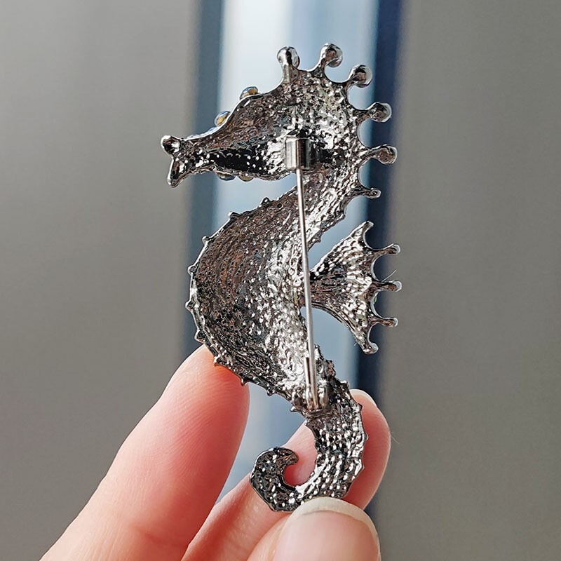 Broșe creative cu strasuri de căluți de mare pentru bărbați, femei, culori multiple, broșă cu animale marin, accesorii versatile, cadouri
