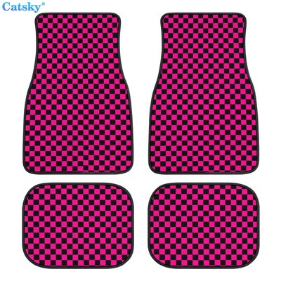 Kockás kockás autós padlószőnyegek 4db egyedi tervezésű szőnyeg csúszásgátló belső szőnyegek autók SUV teherautó padlószőnyegei