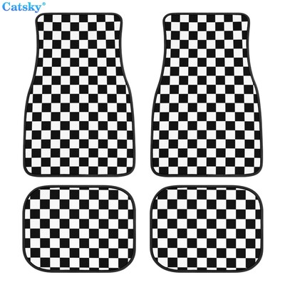 Kockás kockás autós padlószőnyegek 4db egyedi tervezésű szőnyeg csúszásgátló belső szőnyegek autók SUV teherautó padlószőnyegei