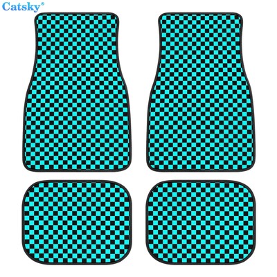 Kockás kockás autós padlószőnyegek 4db egyedi tervezésű szőnyeg csúszásgátló belső szőnyegek autók SUV teherautó padlószőnyegei
